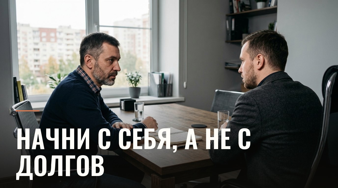 Двое мужчин разговаривают за столом в кабинете