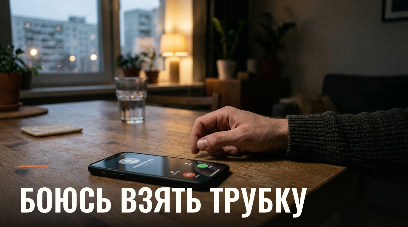 Телефон с входящим звонком лежит на столе